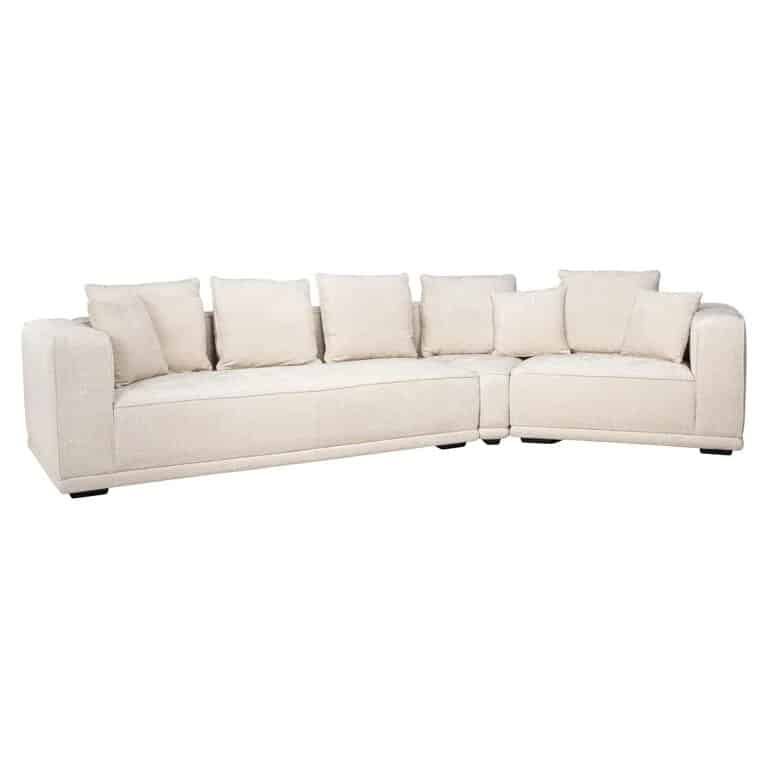 contemporary 4 seater beige chenille sofa