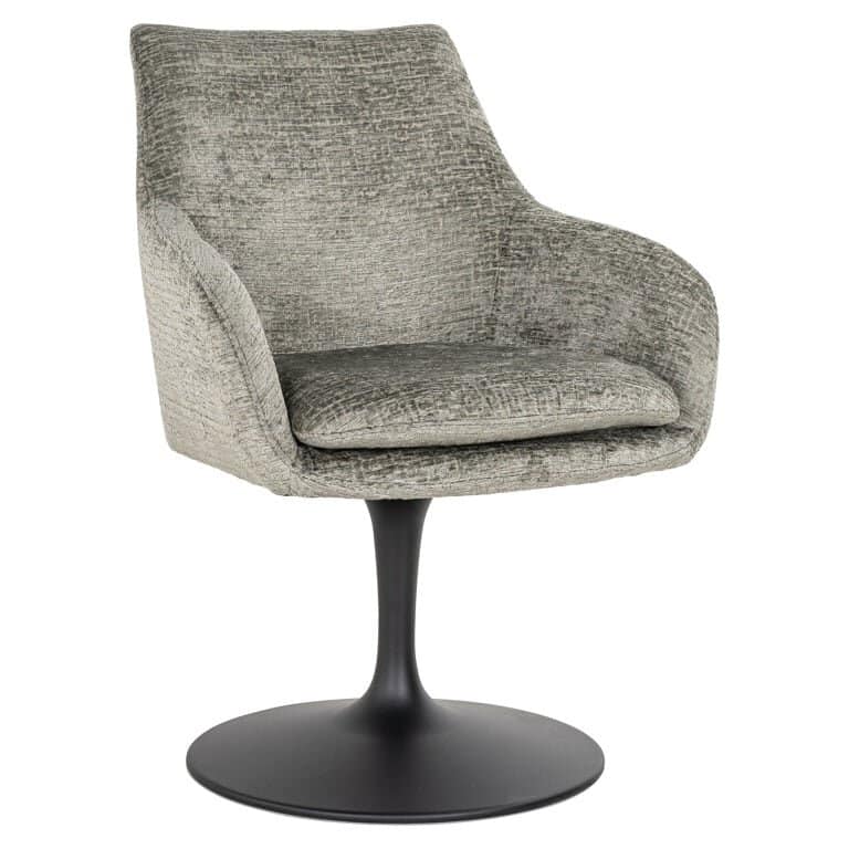 Green swivel dining chair with black leg