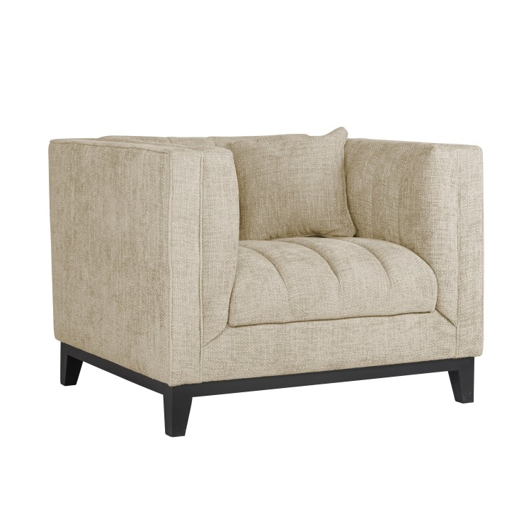 cream textured armchair with black legs