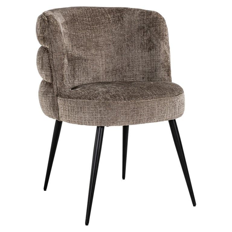 stone chenille dining chair with black leg