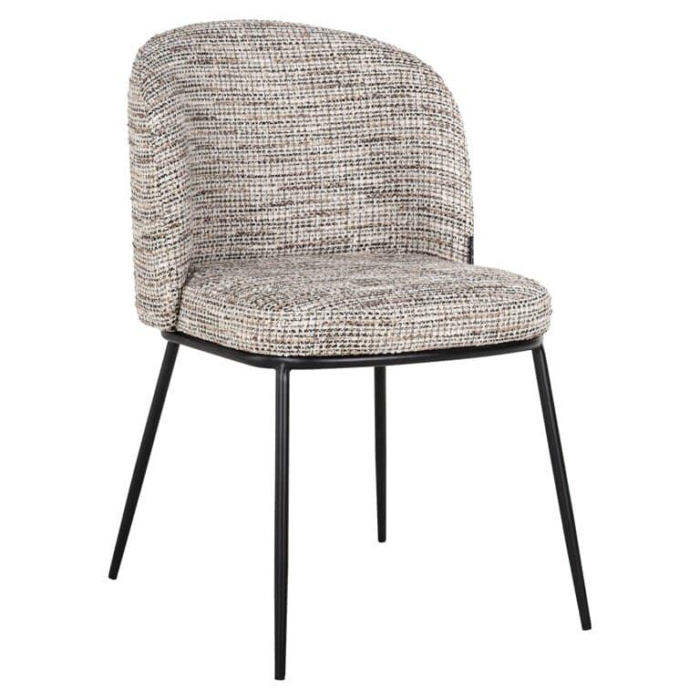 contemporary tweed dining chair with black leg