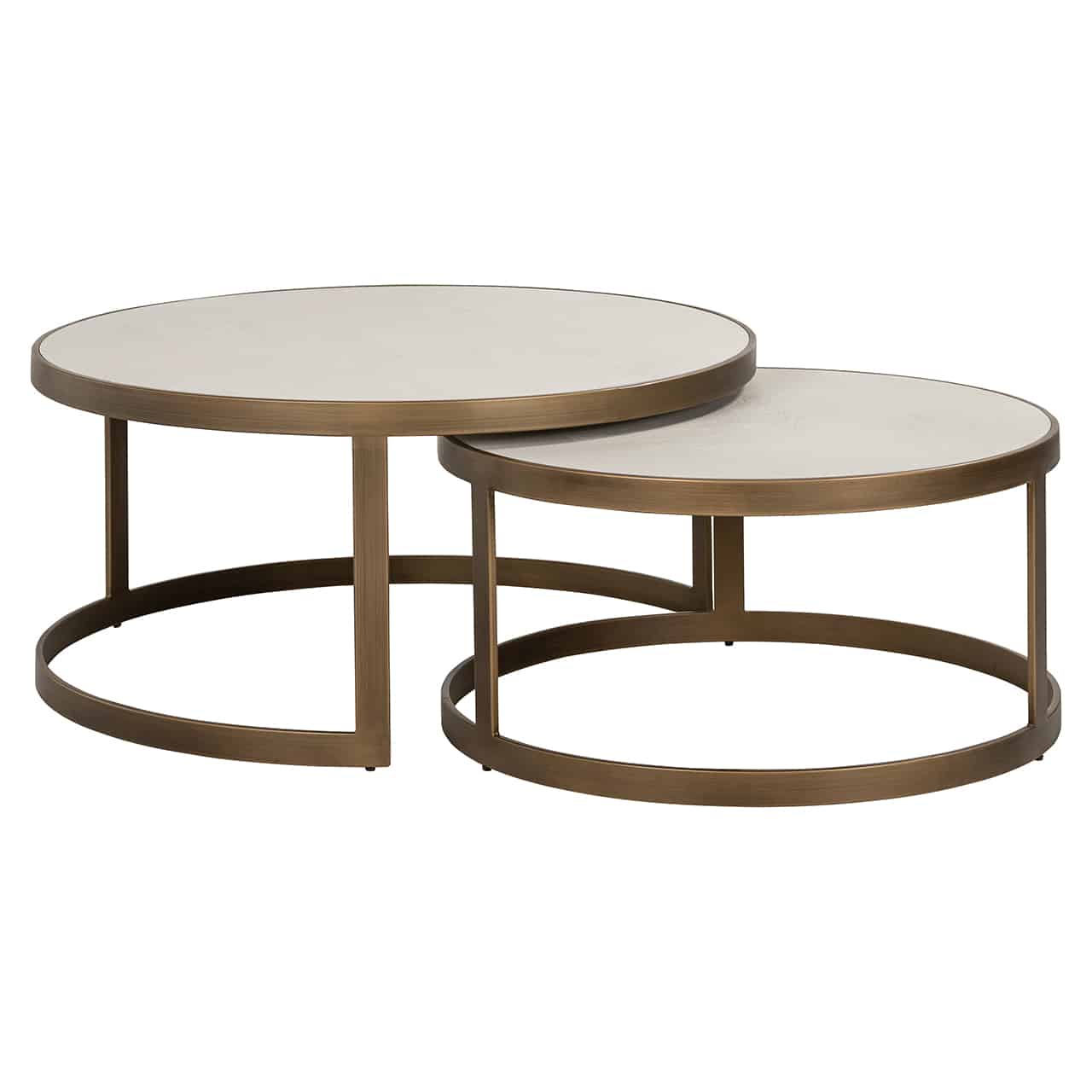 Whitebone brass set of coffee tables