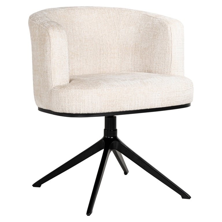 beige chenille swivel dining chair