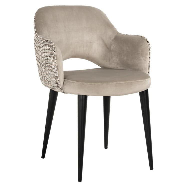 Cream textured dining chair with black leg