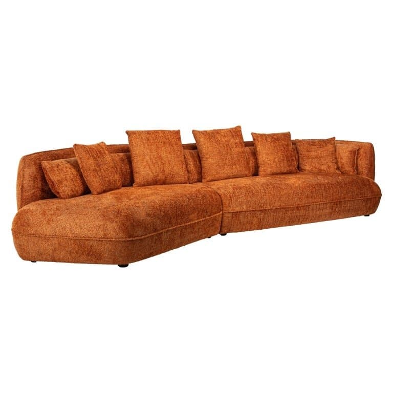 contemporary curved orange sofa