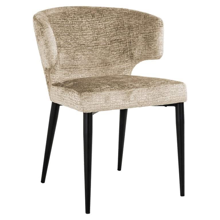 Grey ang Green textured dining chair with black leg