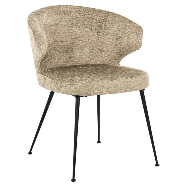 Grey and green textured dining chair with black leg