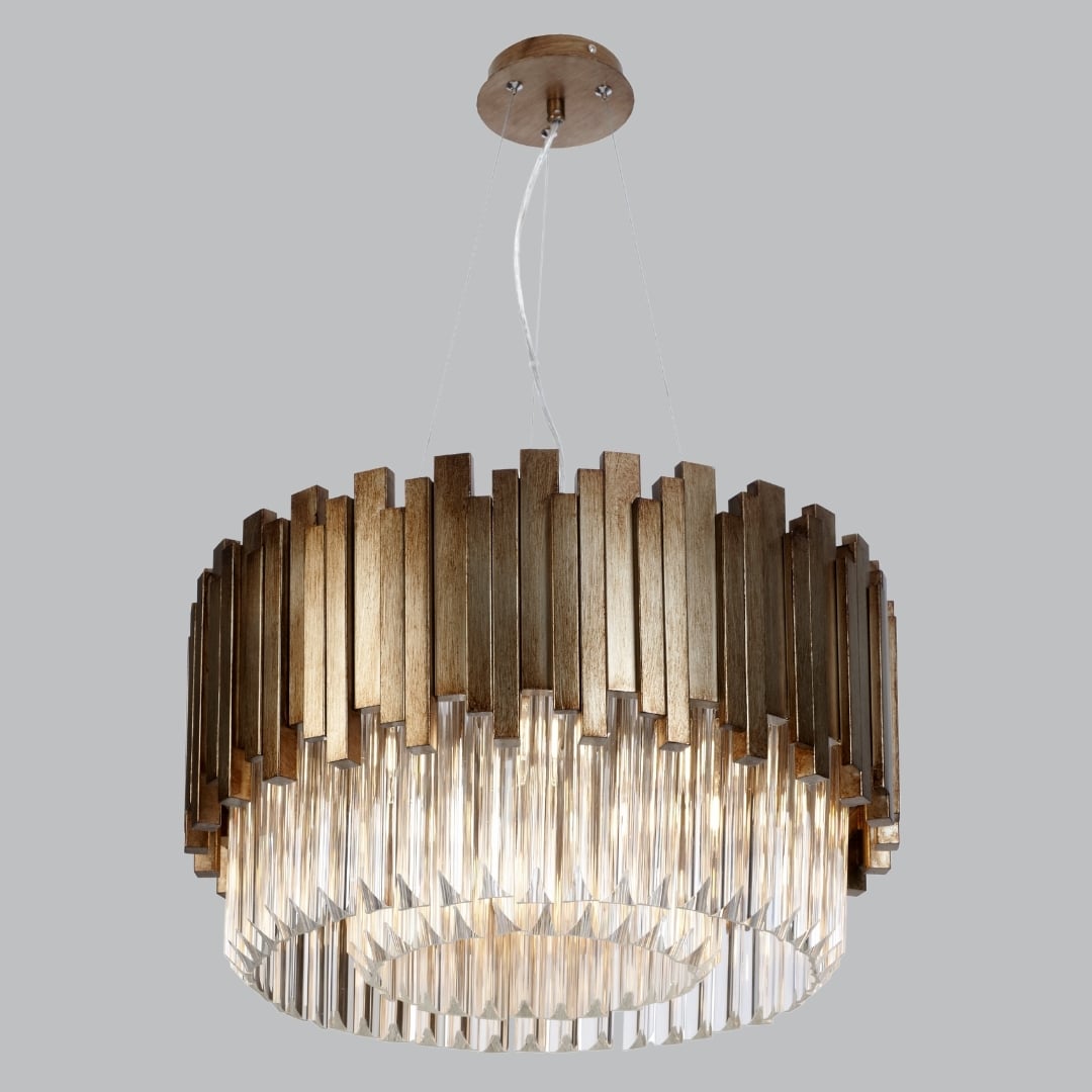 Contemporary glass and gold chandelier