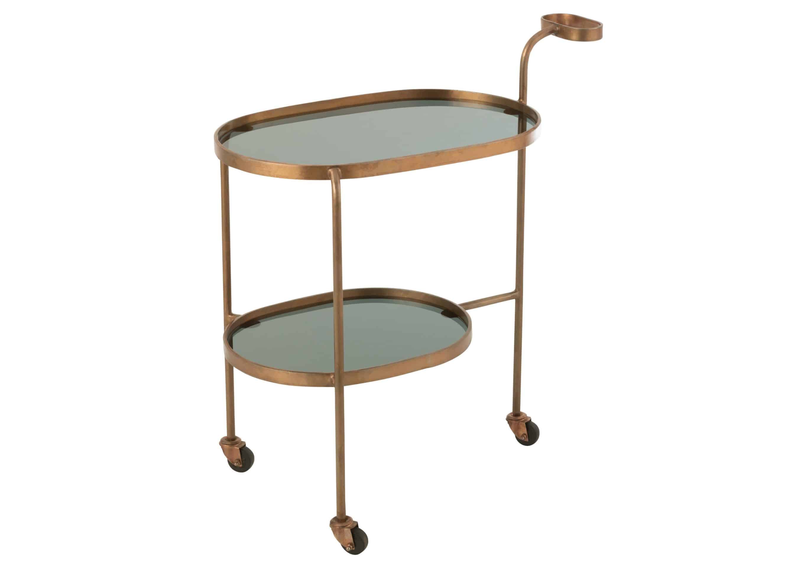 dessert and drinks trolley Bronze frame with black glass,