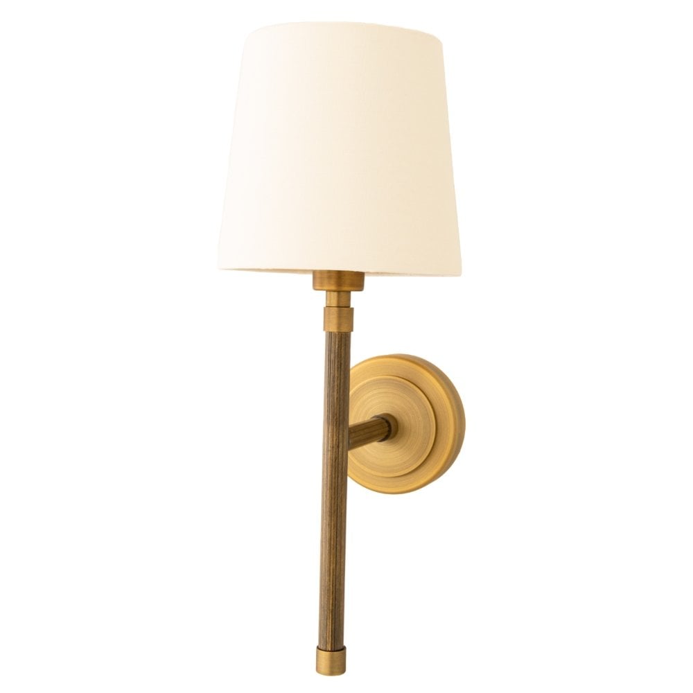 brass wall light with cream shade