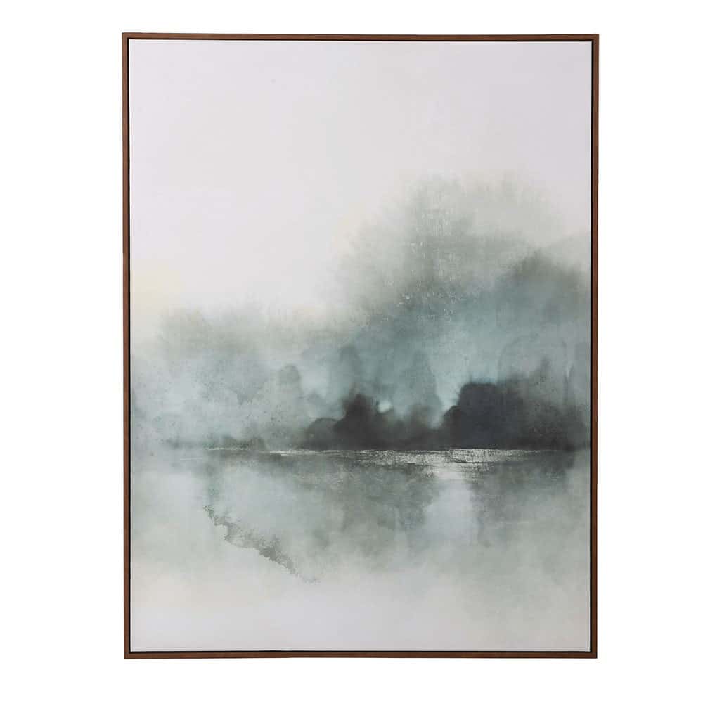 Misty river canvas wall print in bronze frame