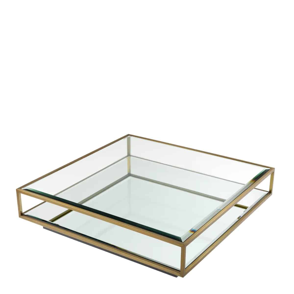 coffee table Tortona. glass coffee table with brushed brass base.