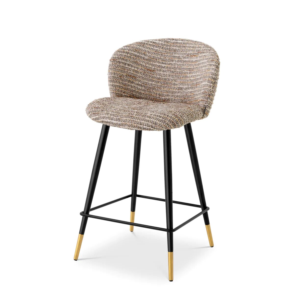 counter stool volante. Beige fabric with black legs.