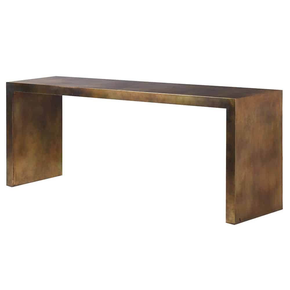 contemporary distressed Iron console table.