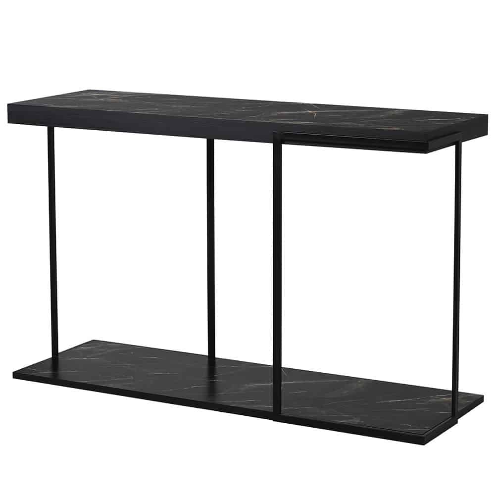 Contemporary faux black marble console table