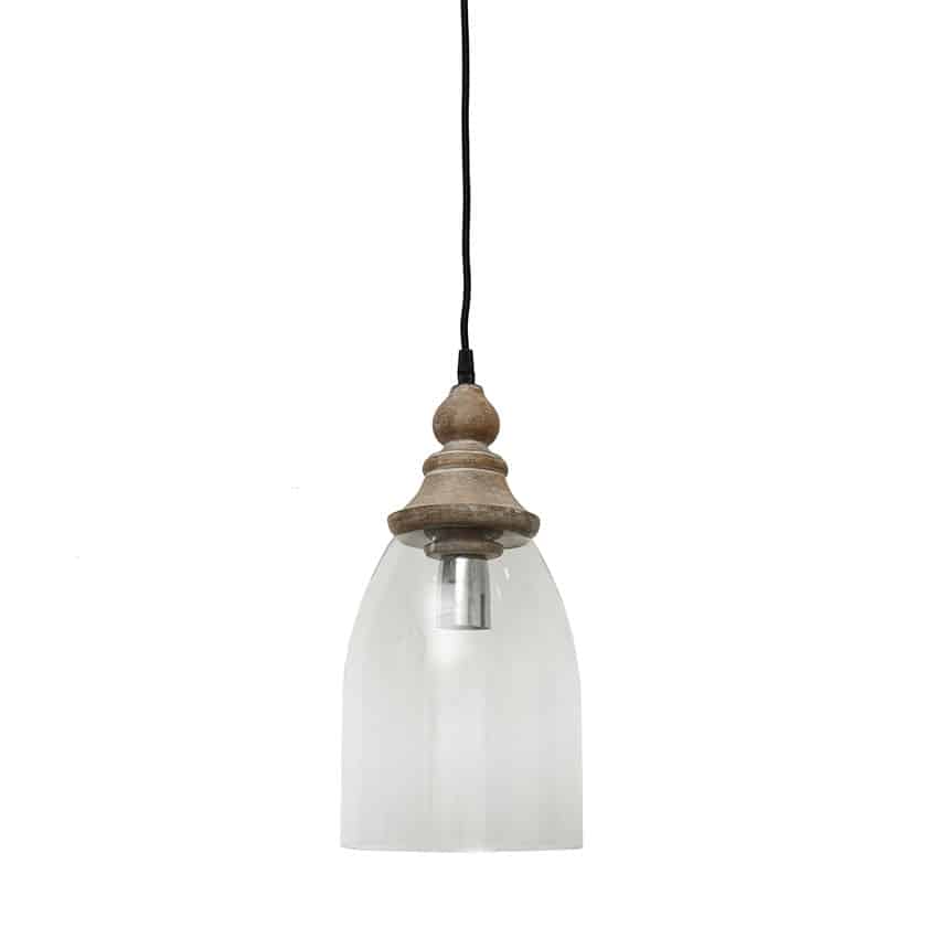 glass and wood pendant light