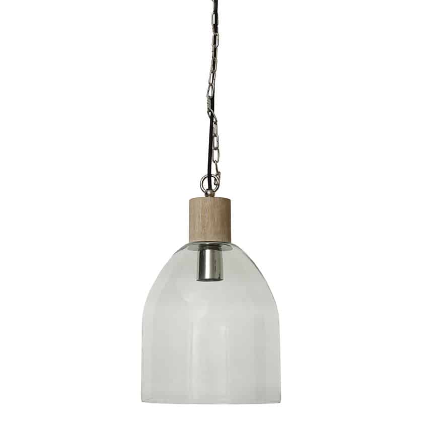 wood and glass pendant light