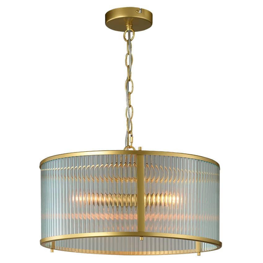 glass ceiling pendant with gold frame