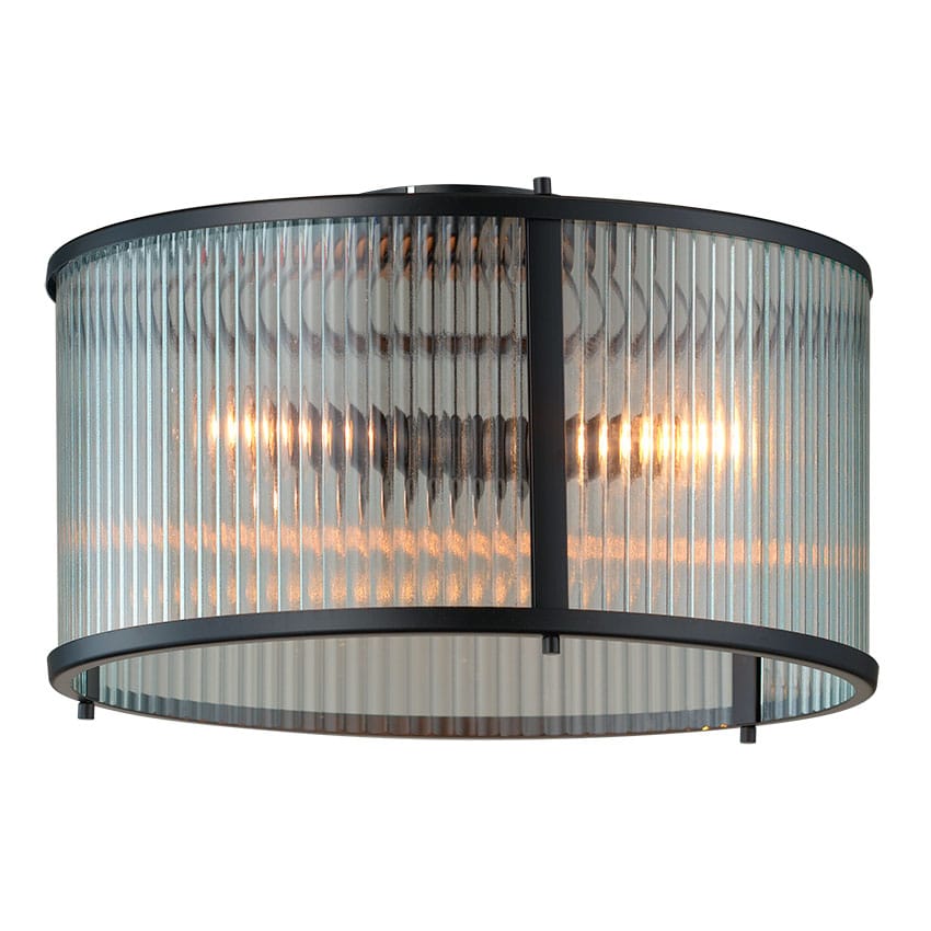 contemporary glass ceiling light with matt black frame