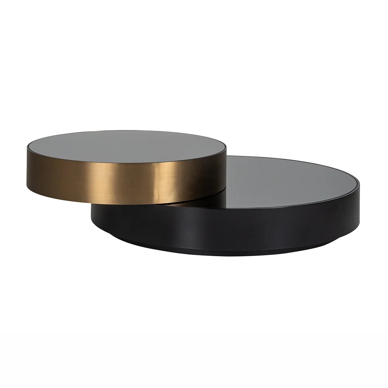 Contemporary round black and gold coffee table