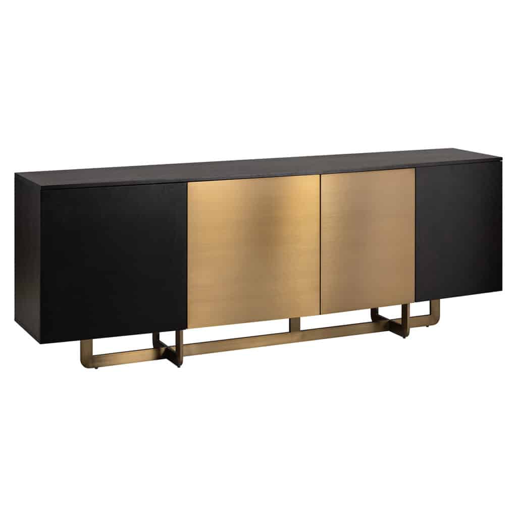 black and brass large 4 door sideboard