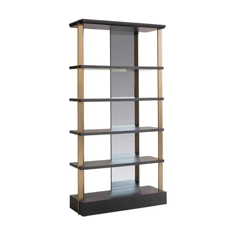 contemporary black and brass display cabinet
