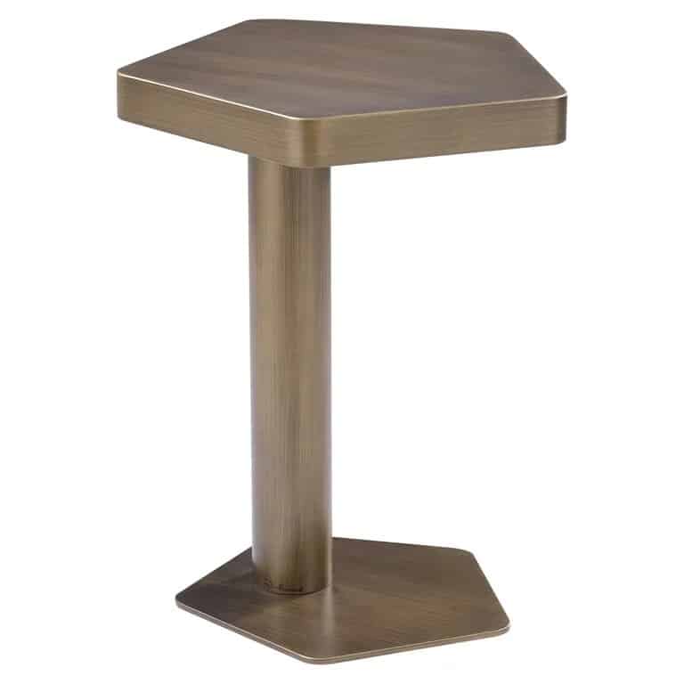 brushed gold sofa table. Hexagon shape