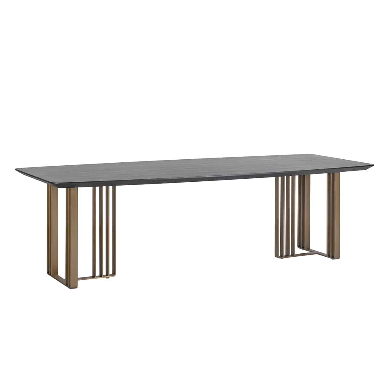modern oval black and brass dining table