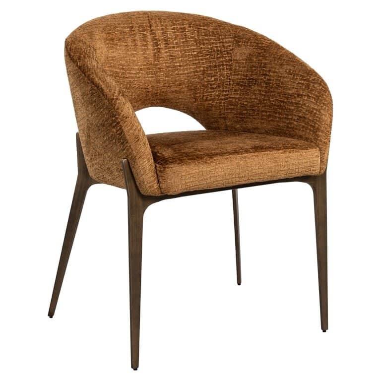 Modern Dining Chair in a beautiful cognac fabric