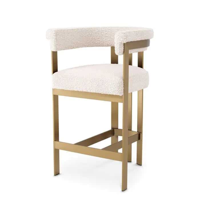 Clubhouse Counter Stool Cream Boucle with brushed brass leg