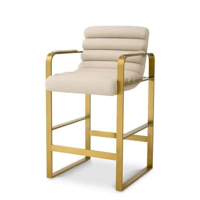 Counter Stool Olsen Sand fabric with gold legs