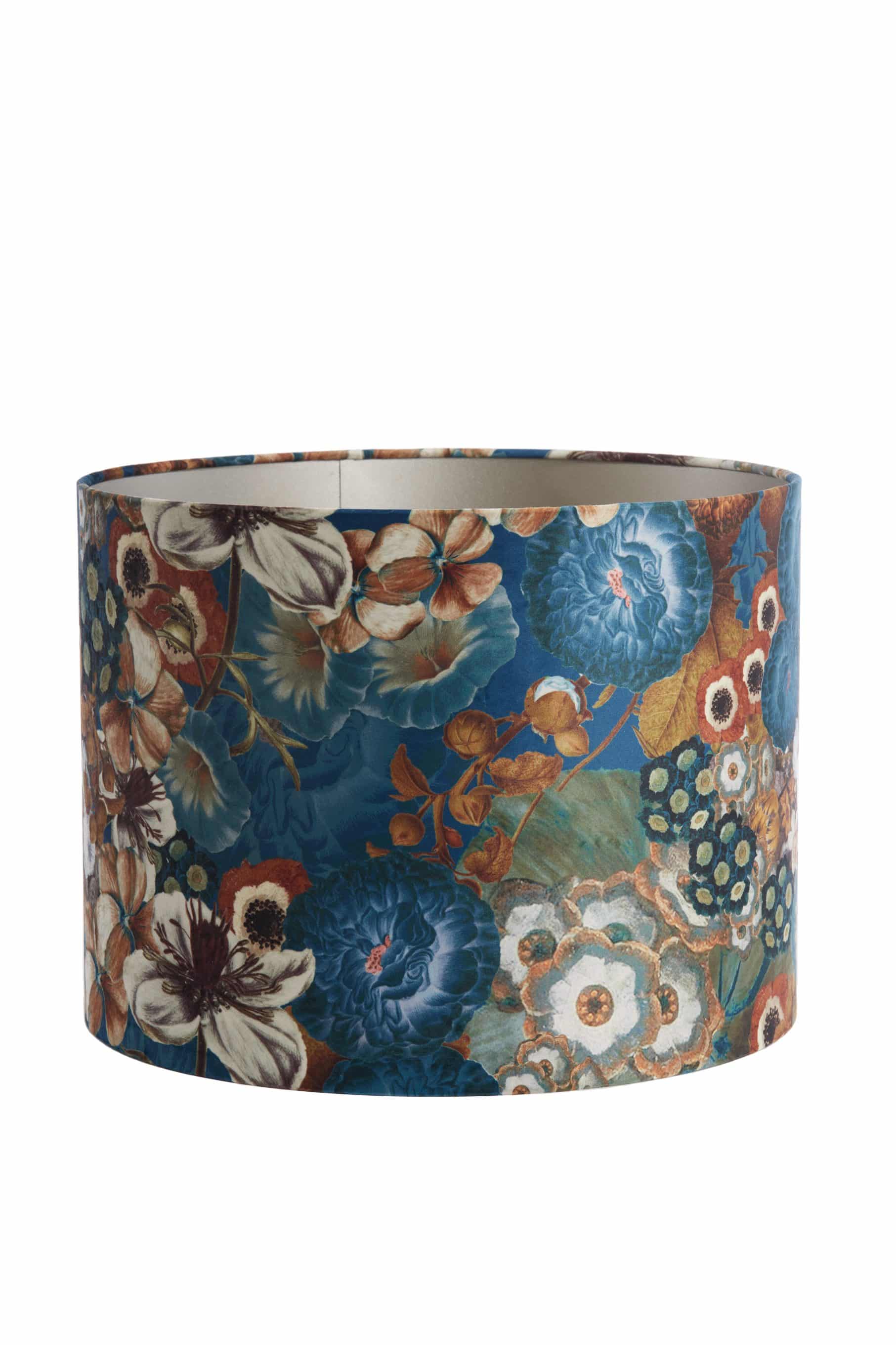 blue velvet floral round lampshade