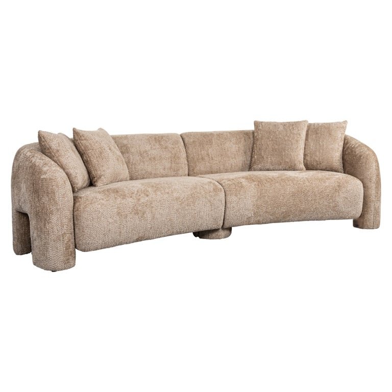 modern curved beige sofa