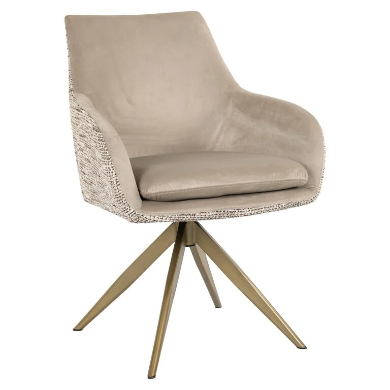 Velvet swivel chair with gold legs,