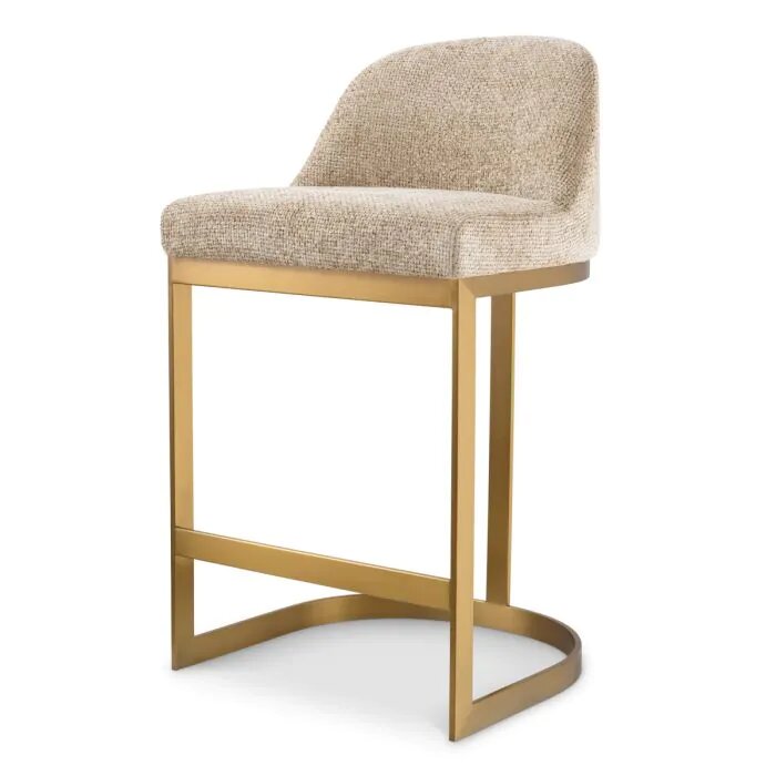 Luxury sand coloured counter stool with gold legs