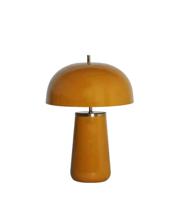 Adina Table Lamp. Contemporary high gloss mustard table lamp including shade.