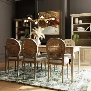 Dining Chair Rattan Back natural oak frame