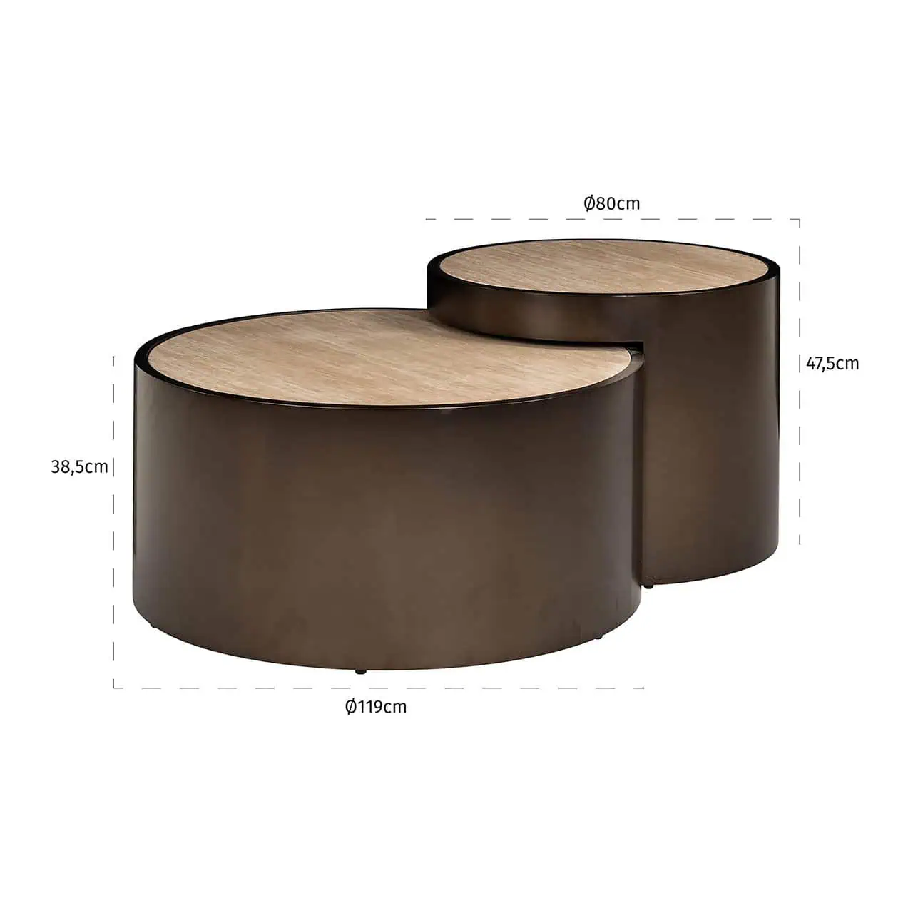 Rivello Round Coffee Tables (Set of 2) dimensions