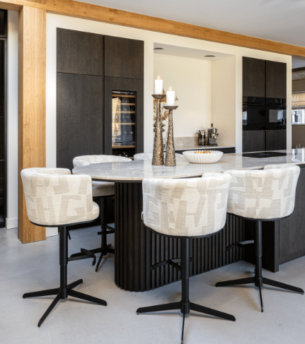 Carmen Adjustable Swivel Bar stool beige graphic lifestyle image