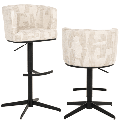 Carmen Adjustable Swivel Bar Stool (Beige Graphic)