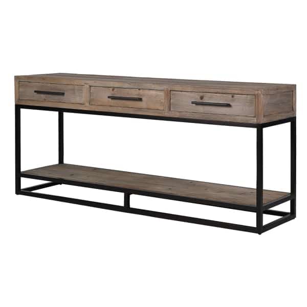 Kerry Farmhouse 3-Drawer Console Table in old pine