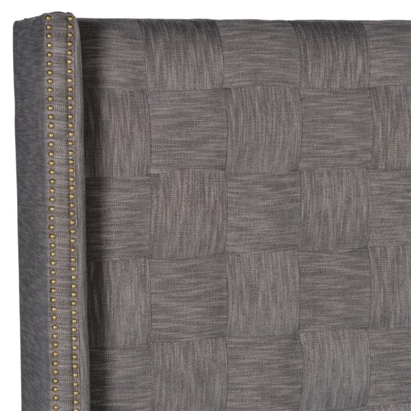 London Grey Woven Effect 6ft. Super King size Bed headboard detail