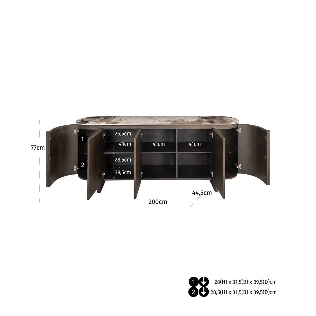 Montauk Sideboard with dimensions