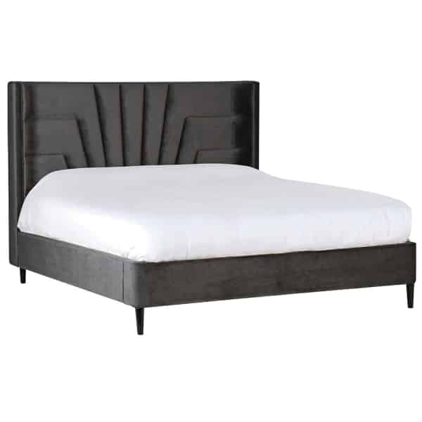 Mylestone Dark Grey Velvet 6ft Super King Bed