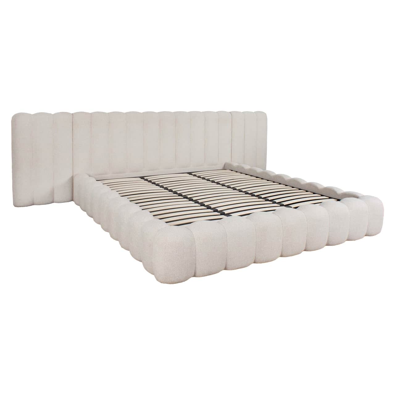 Celeste Luxe Storage Bed. Celeste Luxe storage bed 180x210 features a soft cream upholstered design, wide headboard, and discreet under bed storage for elegant bedrooms.