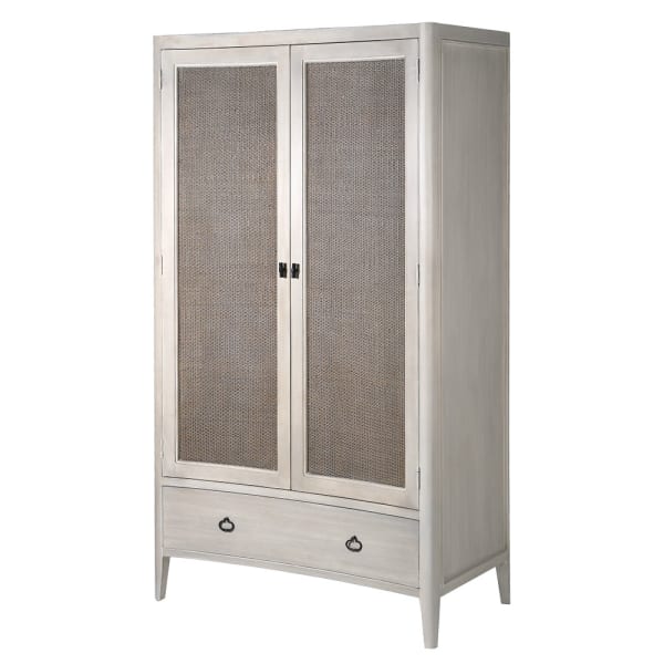 Georgian Double Wardrobe with wicker doors and single bottom drawer. Elegant, practical storage for bedrooms with classic, timeless style.