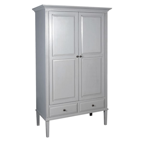 Classic grey double wardrobe with two bottom drawers and ample hanging space. Reliable, practical storage for any bedroom.