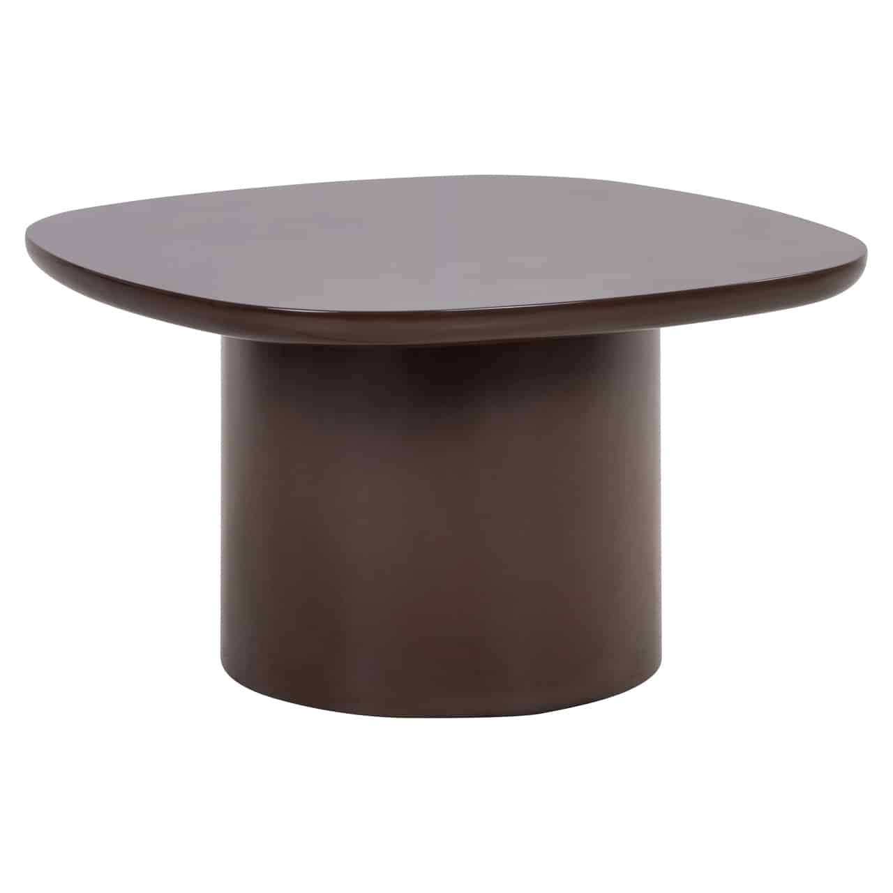 The Arden End Table combines a sleek round top with a bold pedestal base in a rich chocolate finish, perfect for modern and contemporary interiors.