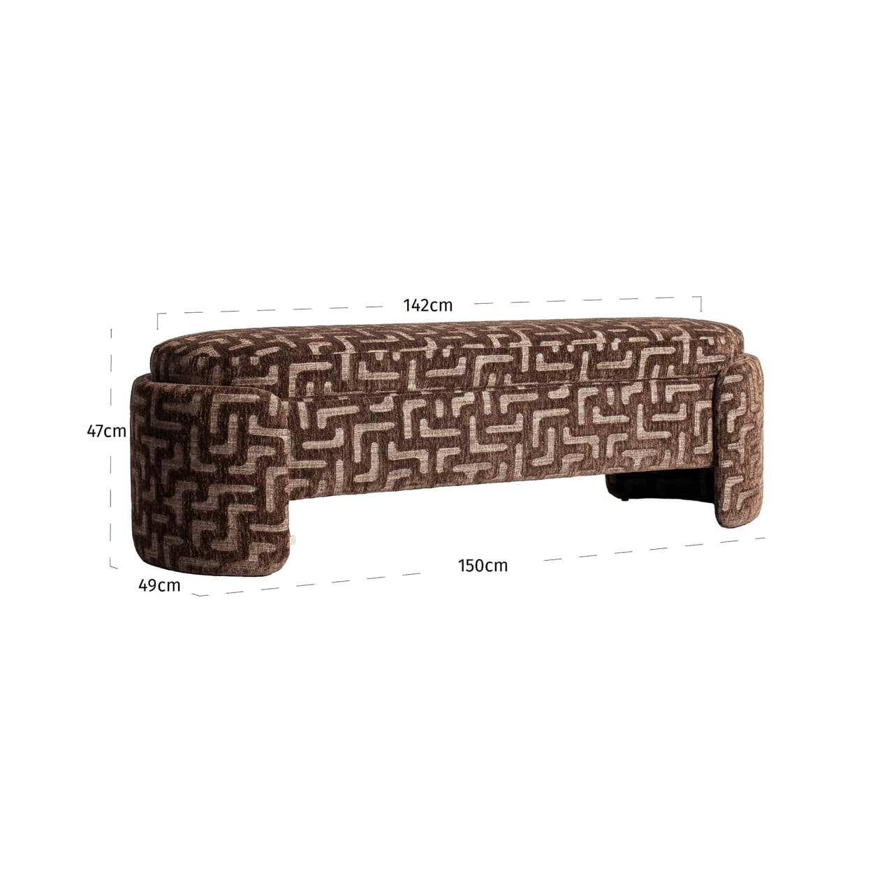 Cadenza Bench in Brown Labrinth dimensions