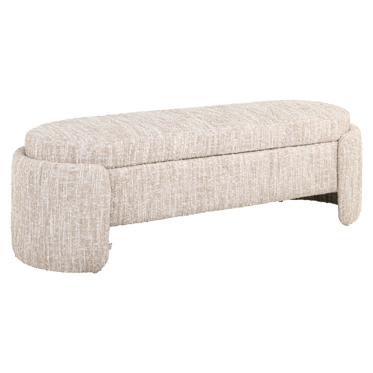 Cadenza Bench with Storage beige angora fabric.